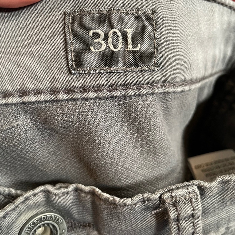 BKE Casuals Jake Straight Gray Chino Pants Mens 30L Stretch Cotton Five Pocket - Picture 3 of 9